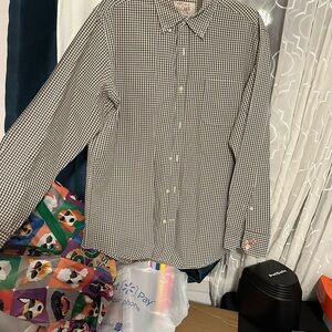 Article Brown and White Checkered Casual Button Down Shirt
